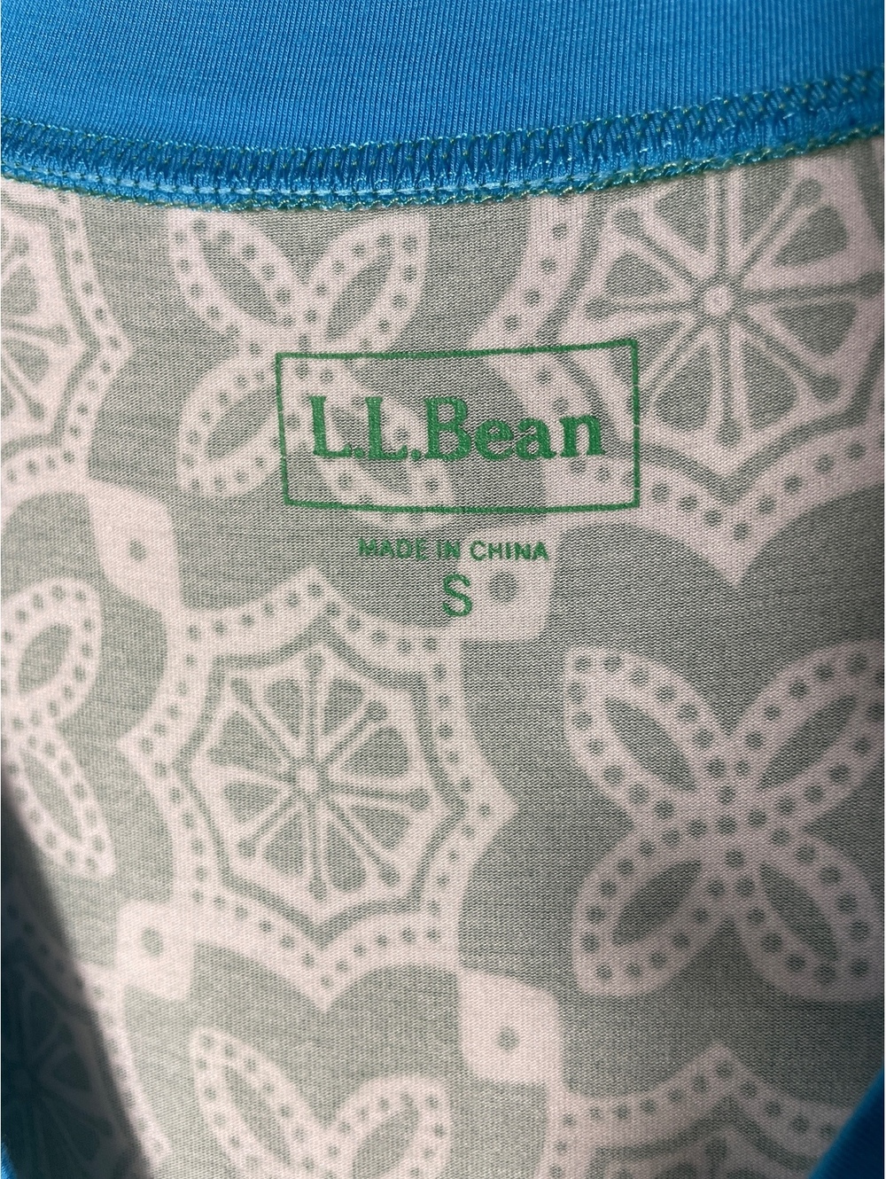 LL Bean Dress Womens Size Small Green Blue Floral Summer Knit Stretch Casual - Picture 2 of 7